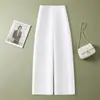 Pantalones Casuales de Pierna Ancha de Cintura Alta para Otoño para Mujer Sueltos Adelgazantes de Pierna Recta Largos Versátiles para el Trabajo Moda Simple Transparentes