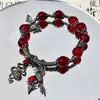 Serie Roja y Negra Guirnalda de Mariposa Rosa Colgante de Aleación Pulsera DIY Hecha a Mano Collar Colgante de Pulsera Accesorios de Joyería