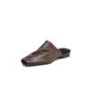 Pantuflas de Piel de Vaca Súper Suave con Punta Abierta para Mujer, Nuevo Estilo de Verano, Simples y Versátiles, Tacón Bajo Grueso, Sandalias de Mocasín Modernas