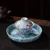 Nuevo Portavasos de Cerámica con Forma de Calabaza Enrollable de León, Bandeja de Té de Cañón Seco Único, Soporte para Tazón Cubierto Antiguo de Jingdezhen, Bandeja de Postre