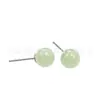 Pendientes de Aleación de Titanio F136 con Jade Natural Hetian, Nuevo Estilo Chino Tipo Hielo Transparencia Alta Bola Redonda Cierre de Mariposa Clavos Finos para Lóbulo de la Oreja