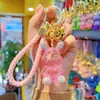 Llavero de resina con forma de conejo de cristal y diamantes de imitación, bonito y creativo llavero para coche, accesorio para bolso de mujer, regalo.