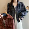 Otoño 2026 Nuevo Talla Grande Manga Corta Larga Camisa a Cuadros Casual Versátil Blusa + Camisola Conjunto de Dos Piezas Delgado