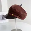 Moderna Gorra de Newsboy con Parches de Pana para Mujer, Sombrero Elegante de Otoño e Invierno que Hace que la Cara Parezca Más Pequeña, Versátil Gorra de Pico Tendencia