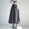 Falda plisada para mujer, nuevo estilo otoño e invierno, de cintura alta, con cordón, falda midi fluida, falda de paraguas con dobladillo ancho