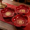 Bandeja de frutos secos para boda, decoración de mesa de compromiso, arreglo de habitación de boda, caja de frutas para el nacimiento prematuro de un niño, bandeja de dulces rojos para banquete de boda