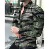 Camisa casual de manga larga estampada para hombre, camisa para hombre transfronteriza, nueva camisa casual de manga larga con estampado y cuello camisero