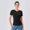 Camiseta de yoga de verano para mujer, de manga corta, con almohadilla para el pecho, transpirable, de secado rápido, para correr y fitness, traje deportivo ajustado y adelgazante.