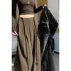 Ropa de mujer: Traje de rayas con pantalón ancho para mujer, colección otoño 2026, con diseño de corbata, fluido, adelgazante, pierna ancha, pantalón de falda largo hasta el suelo