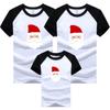 Papai Noel barbudo roupas para pais e filhos + camiseta de manga curta com emenda branca, roupas de família de algodão refinado, manga raglan, roupas infantis, atacado