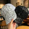 Gorra de malla con lentejuelas para mujer, gorra de verano moderna estilo coreano, gorra de moda que hace que la cara se vea más pequeña, gorra de béisbol para caras redondas, en stock para primavera