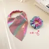 Miaode 2026 Nuevo Pañuelo Triángulo Gradiente Láser Accesorio Elástico para el Cabello Scrunchie Plisado Iridiscente Goma para Cola de Caballo Baja
