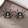 Moda 2025 Joias Transfronteiriças Europeias e Americanas Cheias de Diamantes Brincos Pretos de Halloween Liga de Metal Diamante Brincos de Aranha Escuros