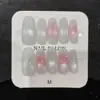 Puntas de Uñas Portátiles para Rubor Silver Mist, Uñas Portátiles Pre-hechas con Cuentas de Vidrio Hechas a Mano, Uñas para Manicura Ojo de Gato, Venta al por Mayor de Uñas Portátiles