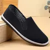 Zapatos casuales para hombre estilo Pekín antiguo, adecuados para primavera y otoño, con suela multicapa, antideslizantes, ligeros y fáciles de poner, perfectos para el trabajo y el ocio, en color negro