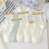 Calcetines azules claros con lazo para mujer, calcetines de media pantorrilla para primavera/verano, tendencia ins coreana, calcetines largos de estilo deportivo dulce japonés para estudiante