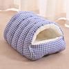 Casa Moderna para Gato y Perro, Cama Cerrada para Gato Desmontable y Lavable, Saco de Dormir de Felpa con Pasos de Leche para Gato, Universal para Gatos y Perros