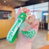 Botella de Arena Movediza Verde Líquido Aceite Llavero Venta al por Mayor Pareja Pequeña Joyería Muñeca Regalo Colgante Llavero para Mochila Escolar