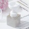 Garrafa Vazia Quadrada Portátil com Cravejamento de Diamantes Transfronteiriça, Garrafa de Pressão Recarregável Floral de Luxo Leve para Shampoo, Gel de Banho e Loção para as Mãos