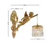 Luminária de parede retrô estilo europeu toda em cobre Lâmpada frontal para espelho de corredor de vila Iluminação decorativa para parede de fundo de sala de estar, sala de jantar, quarto Lâmpadas
