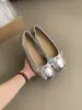 Zapatos de tacón bajo plateados de boca ancha para mujer, Mocasines estilo francés Primavera Temprana 2026, Zapatos planos rojos estilo abuela para mujer, Zapatos de ballet estilo hada