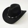 Sombrero Vaquero Occidental Versátil de Alta Gama Transfronterizo con Cadena de Turquesa, Moda Casual Retro Otoño e Invierno para Mujer