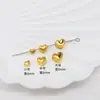 Cuentas Espaciadoras de Corazón de Acero de Titanio Accesorios para Joyería DIY Recubrimiento Electroforético al Vacío Color Oro 18K Conservación del Color Cuentas de Corazón con Agujero Horizontal 3D