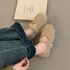 Zapatos de Felpa Mary Jane Cálidos Redondos de Punta, Modernos y Elegantes para Mujer, Zapatos Planos de Algodón para Exteriores de Invierno