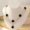 Moda Creativa Europea y Americana Nuevo Conjunto de Collar de Flor de Cinco Pétalos Conjunto de Collar de Flor de Cinco Hojas de la Suerte Venta al por Mayor