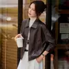 Chaqueta de cuero genuino Haining para mujer, nueva colección de otoño 2026, chaqueta corta de cuero casual elegante de oveja de alta gama