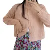 Estilo Coreano Suave Primavera y Otoño Suave Cera Abrigo Cárdigan Dulce Elegante Perezoso Suéter Corto Encaje Calado Suéter Tejido