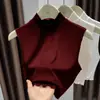 Procesamiento Personalizado Camiseta sin Mangas de Punto con Cuello Semi Alto y Borde Fruncido Yanzhiban Fuente OEM/ODM