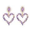 AliExpress Serie de Diamantes de Color de Moda Más Vendida Aleación en Forma de Corazón Diamante de Imitación Diamante de Vidrio Joyería de Oreja Exagerada Europea y Americana