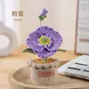 Lã Crochê Feito à Mão Tricô Produto Acabado Flor Simulada Planta em Vaso Mesa Casa Carro Enfeites Flor Imortal Presente Criativo