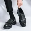 Zapatos Casuales de Cuero de Talla Grande 46 con Suela Gruesa para Aumentar Altura para Hombres, Estilo Coreano Loafers Británicos Slip-On, Transpirables y Antideslizantes