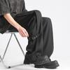 Pantalones de seda de hielo para hombre, de verano, finos, holgados, de marca moderna, para adolescentes, deportivos, de pierna ancha, rectos, negros, informales.
