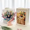 Pacote de material para buquê de tricô diy buquê de tricô acabado crochê feito à mão namorada tapete criativo floricultura