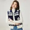Chaleco de Punto Jacquard con Cuello Cortavientos Fair Isle de Invierno 2026 para Mujer con Cremallera, Prenda Exterior para Ponerse Encima, Suéter Suave