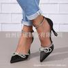 Nuevo europeo y americano en stock moda punta de lazo comercio exterior talla grande zapatos de tacón alto para mujer hebilla zapatos de moda para mujer