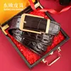 Cinturón de Piel de Hueso de Cocodrilo Siamés para Hombre Nuevo Hebilla de Pin Juventud Cinturón para Pantalones Cinturón Casual de Negocios Caja de Regalo Venta al por Mayor