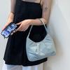 Bolsa de Hombro Versátil Casual de Textura Simple, Bolso para Axila de Color Sólido, Plisado Suave Estilo K, Zorro Colorido, Nicho