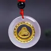 Colgante de jade con incrustaciones de oro calcedonia ágata con incrustaciones de oro para correr a tiempo Guanyin Buda hombres y mujeres parejas tienda de oro regalos