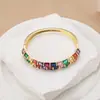 Pulseira de cobre banhado a ouro com zircônia colorida incrustada, pulseira com fivela de personalidade e moda, atacado