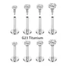 Brinco de Titânio F136 Grau Médico para Implante, com Rosca Interna Longa, Piercing de Zircônia, Cartilagem da Orelha, Cóclea, Piercing Labial de Fundo Plano