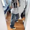 Camiseta de Manga Curta Estilo Americano para Rua Principal Feminina, Ombro Normal Oversize Caimento Solto, Marca Chinesa Tendência, Top de Algodão Puro Pesado de Meia-Manga