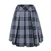2026 Nueva Falda a Cuadros de Cintura Alta Estilo Universitario Americano para Mujer, Elegante Falda Midi Plisada a Cuadros de Moda