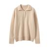 Suéter Feminino Casual e Versátil de Cor Pura com Mangas Longas para Outono e Inverno, Nova Blusa de Base Tricotada em Cashmere com Gola Polo