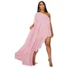 Diseño de pasarela original europeo y americano para mujer, vestido de verano de gasa con forro, irregular, de un solo hombro, vestido de alta gama