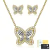 Venta Caliente Transfronteriza Conjunto de Dos Piezas S925 Plata Mariposa Moissanita Color D Vvs Piedra Principal Pendientes y Collar de Lujo Ligero para Mujer