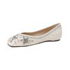 Sapatos de bico fino de camada única Weiwei girl 5933-11 femininos com strass, boca rasa, slip-on, estilo fada elegante, sapatos de ervilha, sola macia